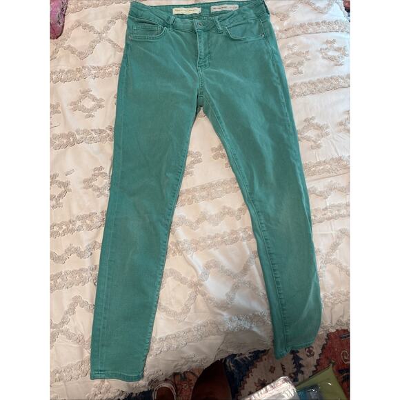 PILCRO & The Letterpress by Anthropologie Green jeans size 28 mid rise skinny - Picture 1 of 6